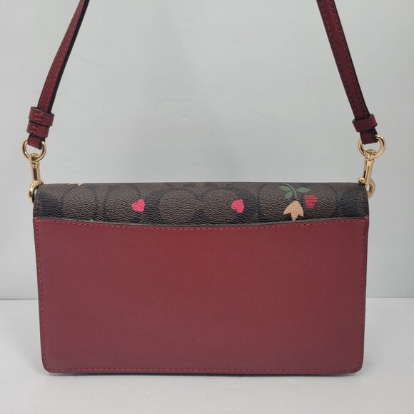 Coach Anna Foldover Clutch in Signature Canvas with Heart Petal Crossbody Bag - Picture 2 of 10
